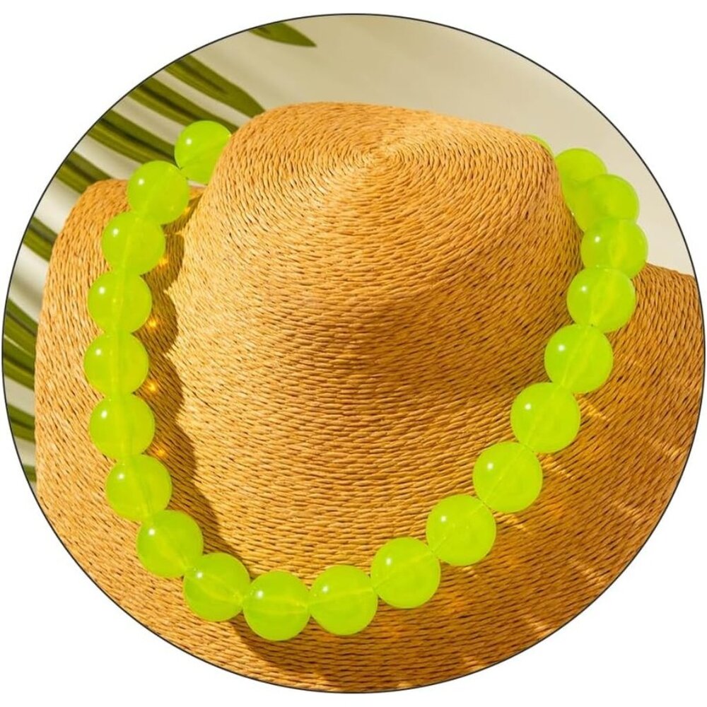 Women's Yellow Handmade Chunky Beaded Large Round Beads Necklace